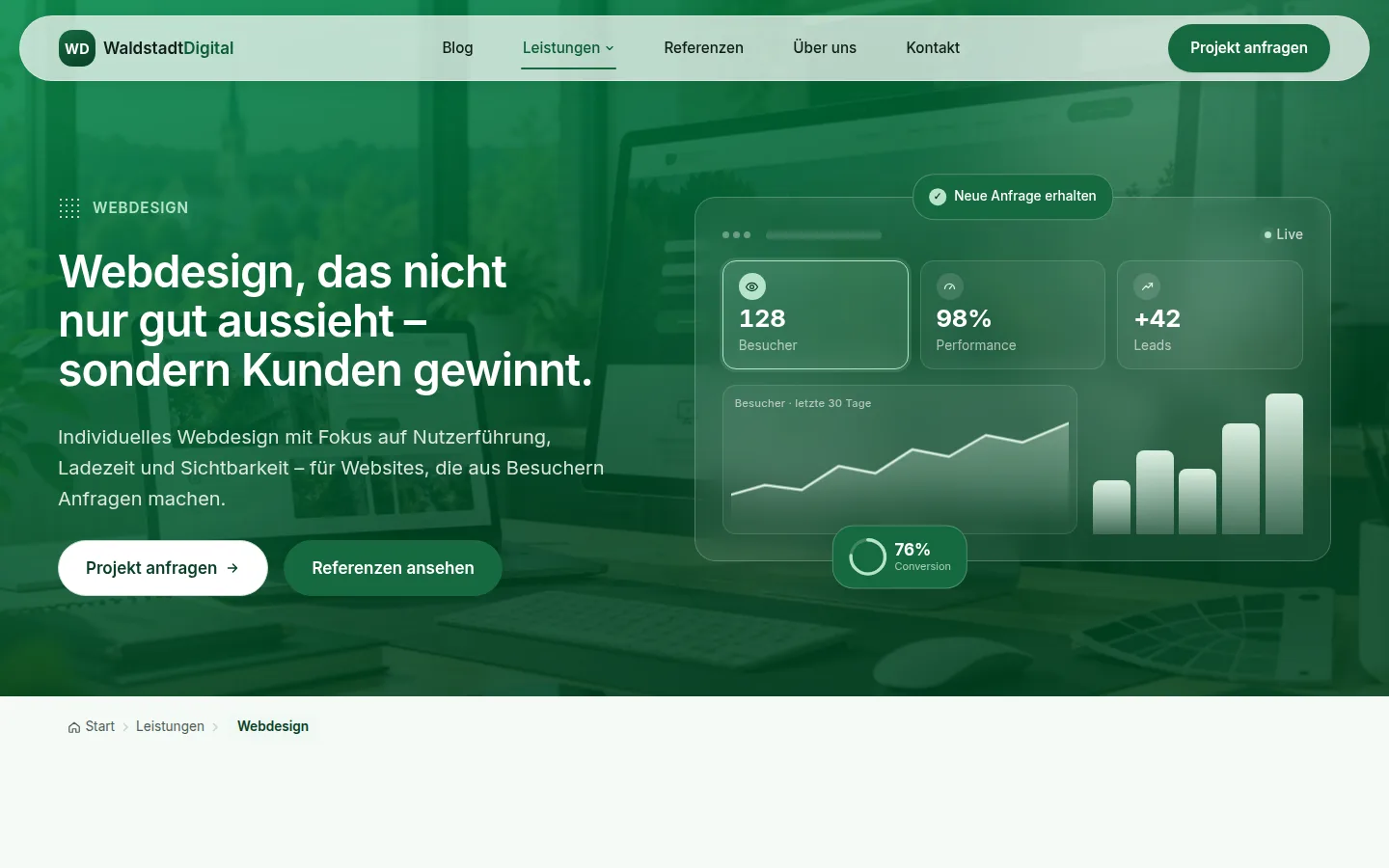 Webdesign Eberswalde: Waldstadt Digital – Leistungsseite Webdesign